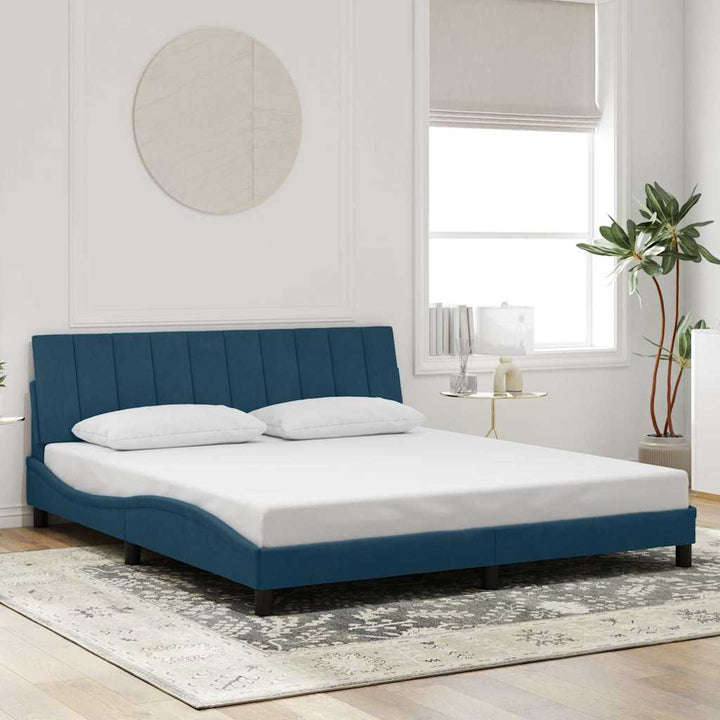 sengeramme med LED uden madras Hanko 180x200 cm velour blå