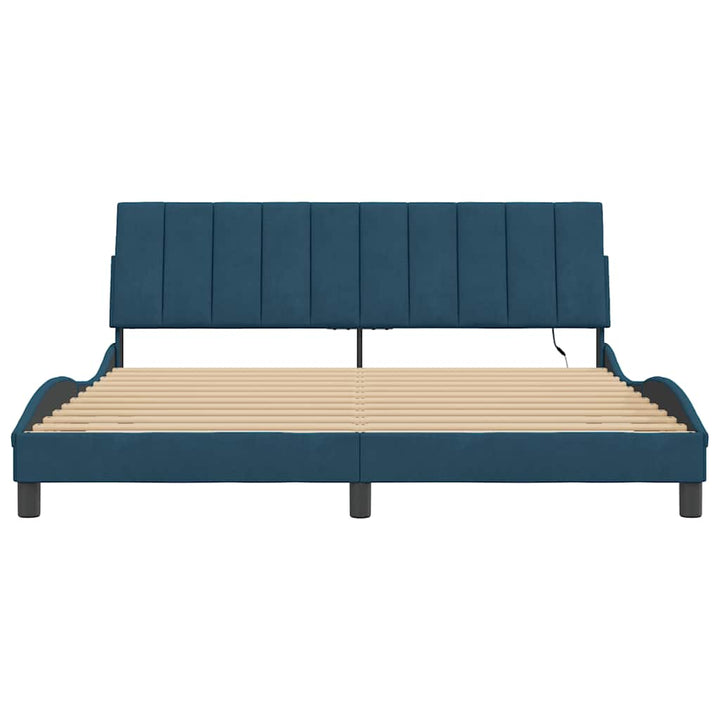 sengeramme med LED uden madras Hanko 180x200 cm velour blå