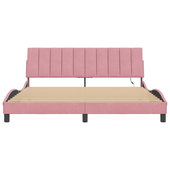 sengeramme med LED uden madras Hanko 180x200 cm velour pink
