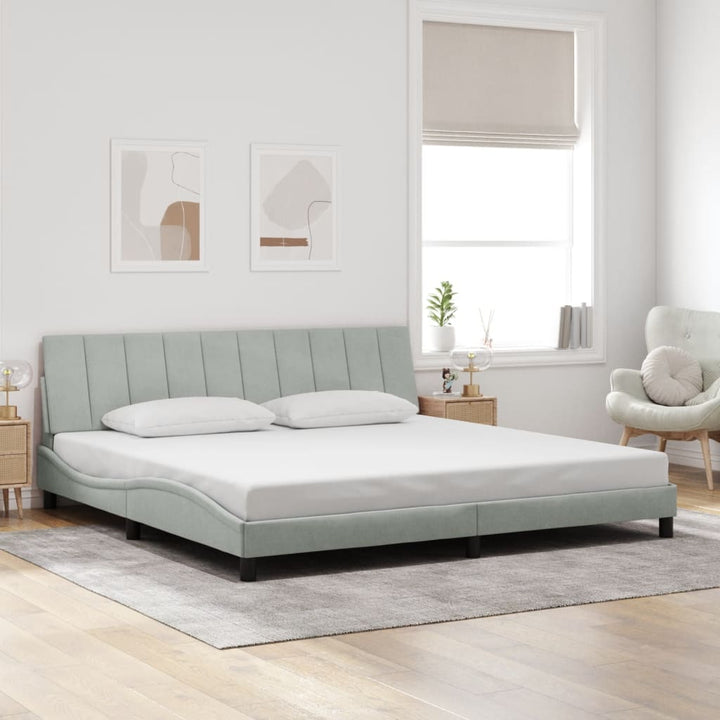 sengeramme med LED uden madras Hanko 200x200 cm velour lysegrå
