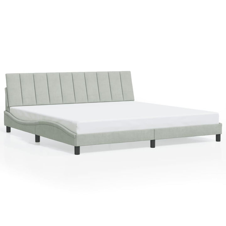 sengeramme med LED uden madras Hanko 200x200 cm velour lysegrå