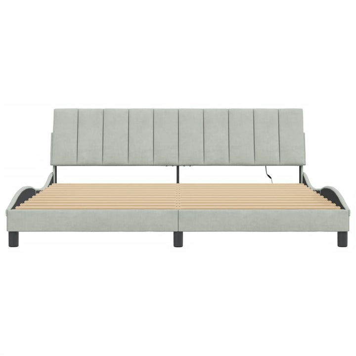 sengeramme med LED uden madras Hanko 200x200 cm velour lysegrå