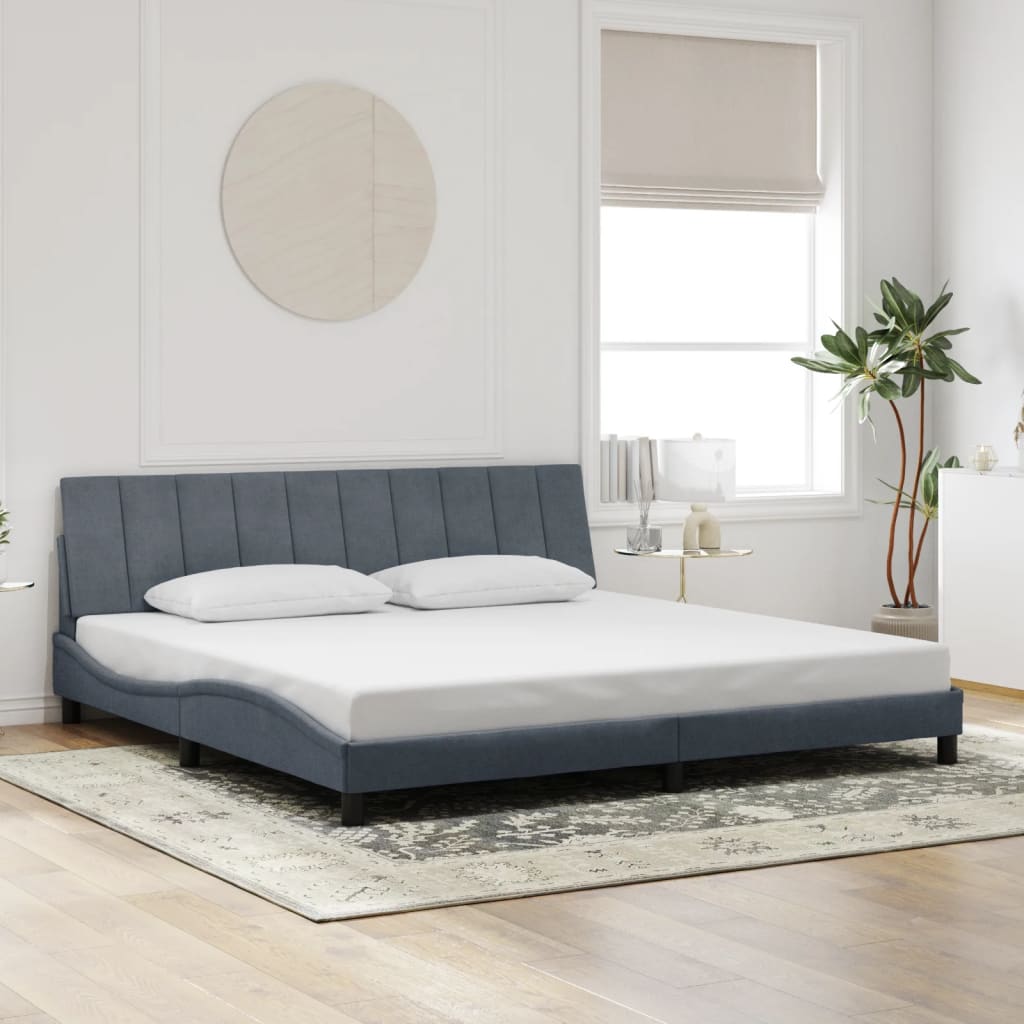 sengeramme med LED uden madras Hanko 200x200 cm velour mørkegrå