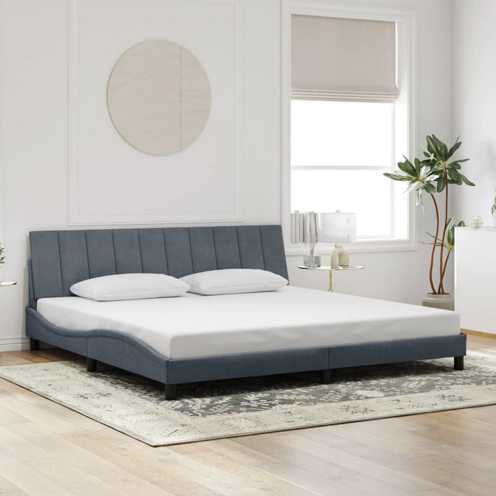 sengeramme med LED uden madras Hanko 200x200 cm velour mørkegrå