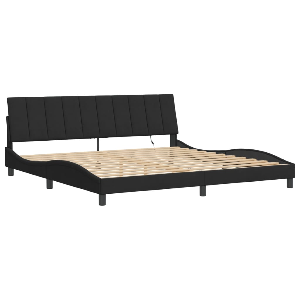 sengeramme med LED uden madras Hanko 200x200 cm velour sort