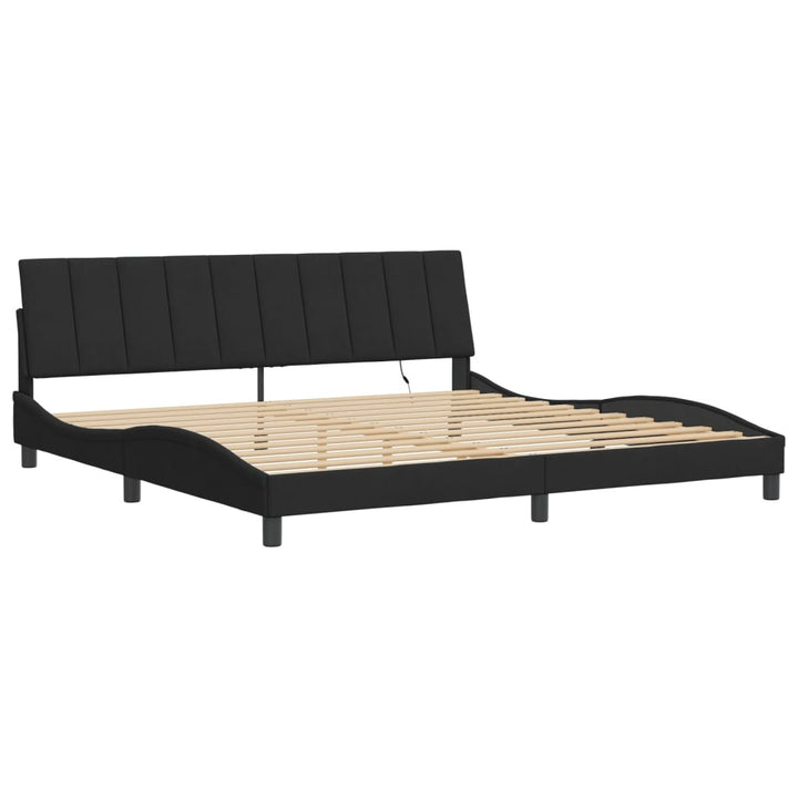 sengeramme med LED uden madras Hanko 200x200 cm velour sort