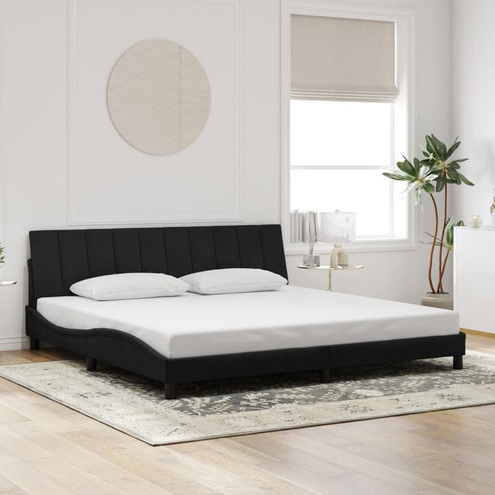 sengeramme med LED uden madras Hanko 200x200 cm velour sort