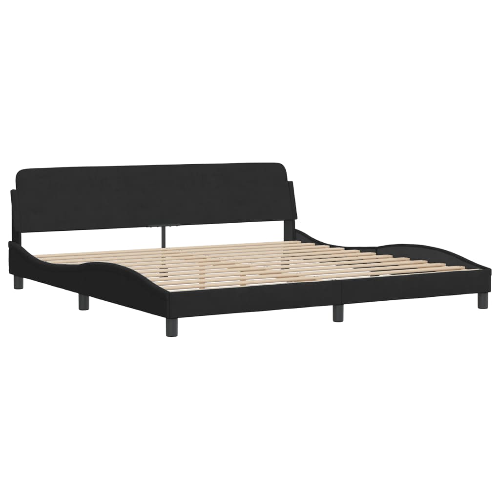 sengeramme med LED uden madras Hanko 200x200 cm velour sort