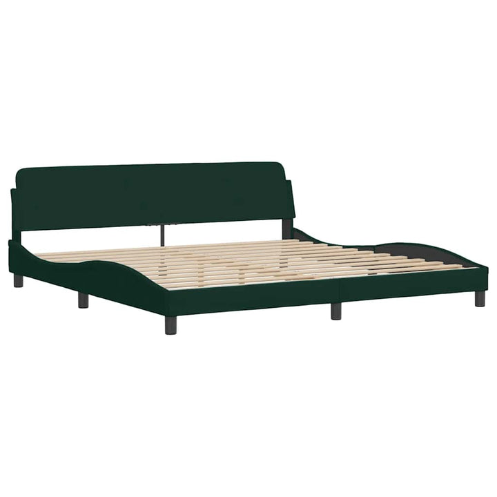 sengeramme med LED uden madras Hanko 200x200 cm velour mørkegrøn