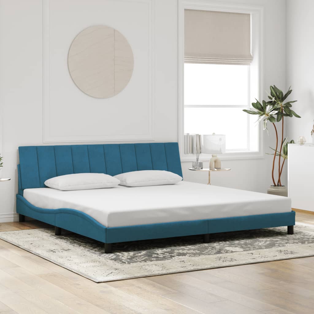sengeramme med LED uden madras Hanko 160x200 cm velour lyseblå