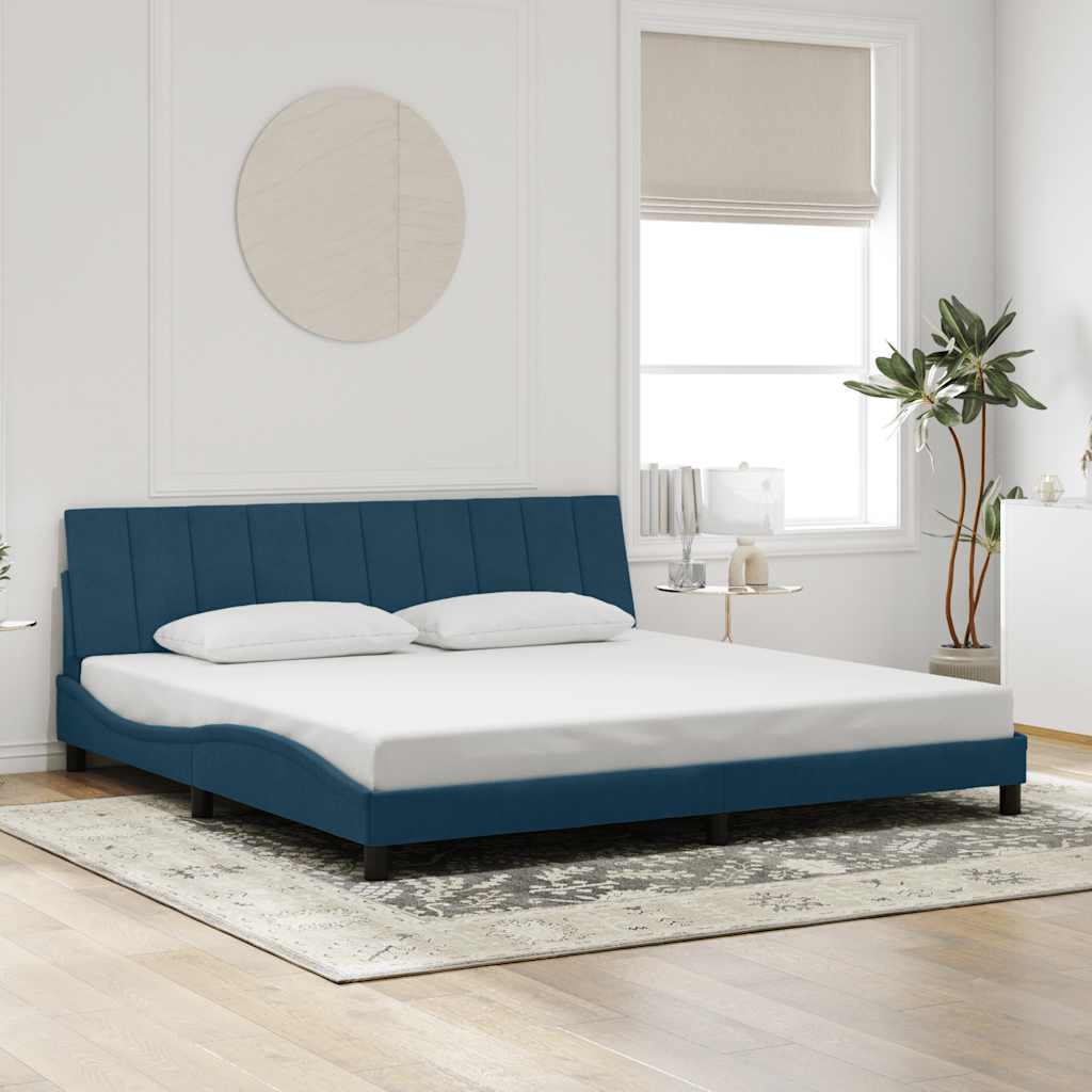sengeramme med LED uden madras Hanko 160x200 cm velour lyseblå