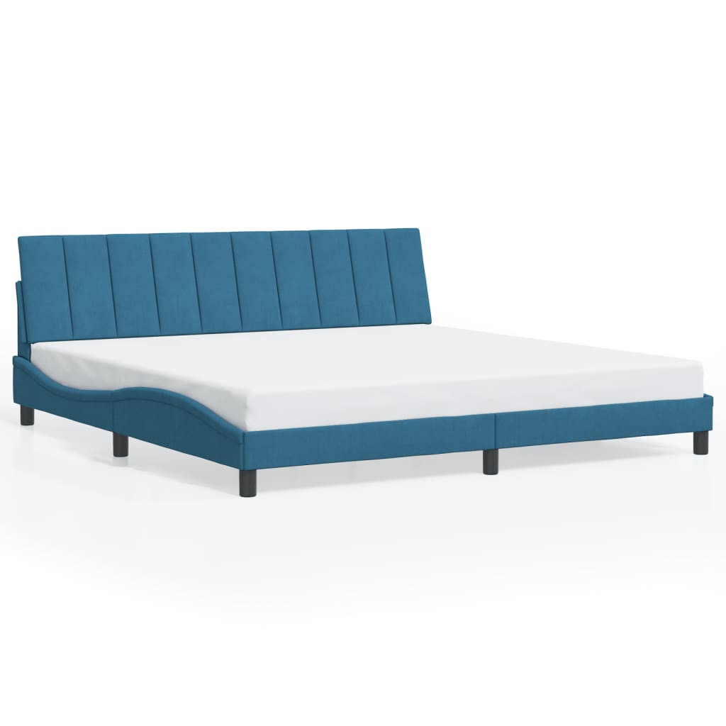 sengeramme med LED uden madras Hanko 160x200 cm velour lyseblå
