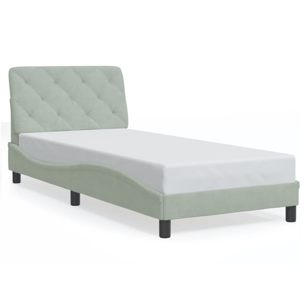 sengeramme med LED uden madras 80x200 cm velour lysegrå