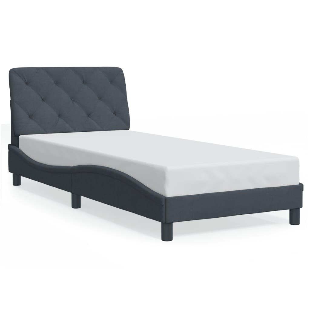 sengeramme med LED uden madras 80x200 cm velour mørkegrå