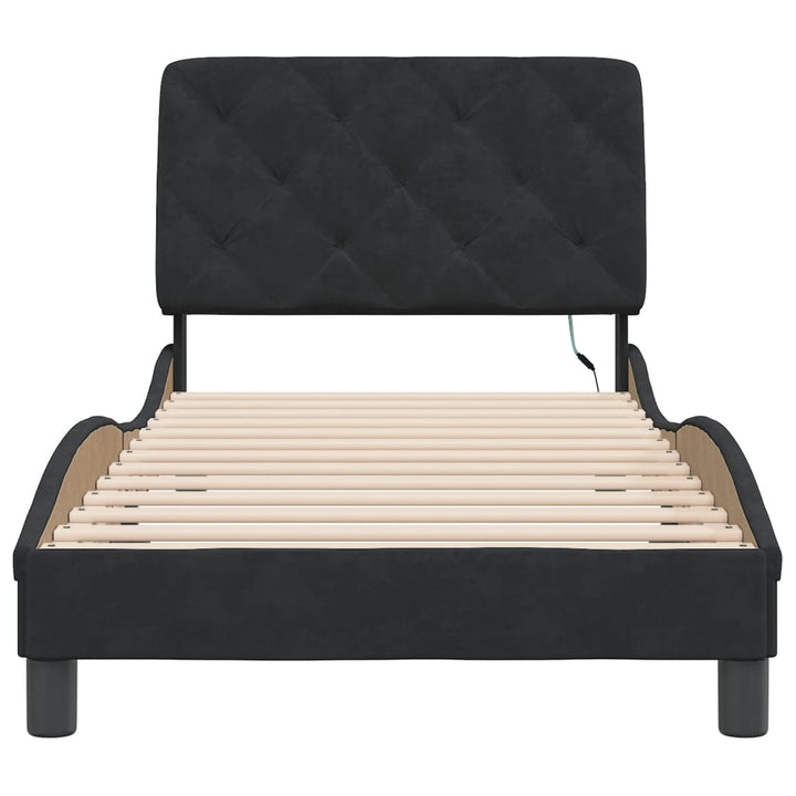 sengeramme med LED uden madras 80x200 cm velour sort
