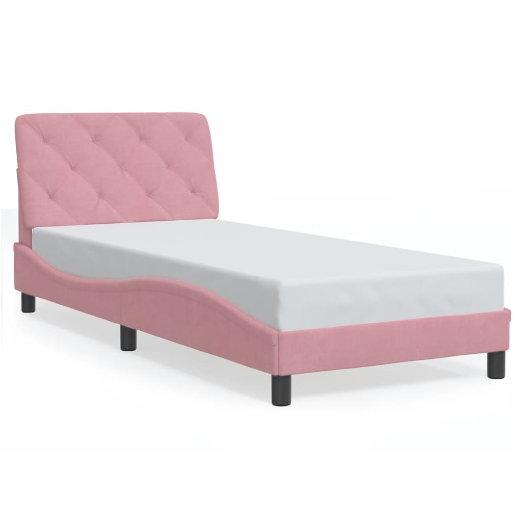 sengeramme med LED uden madras 80x200 cm velour pink