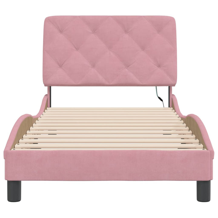 sengeramme med LED uden madras 80x200 cm velour pink