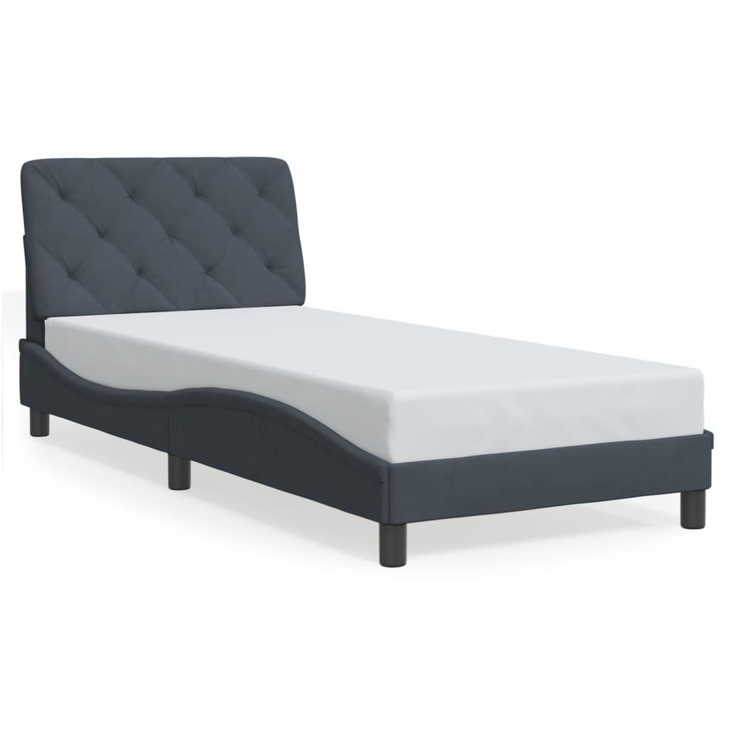 sengeramme med LED uden madras 90x190 cm velour mørkegrå