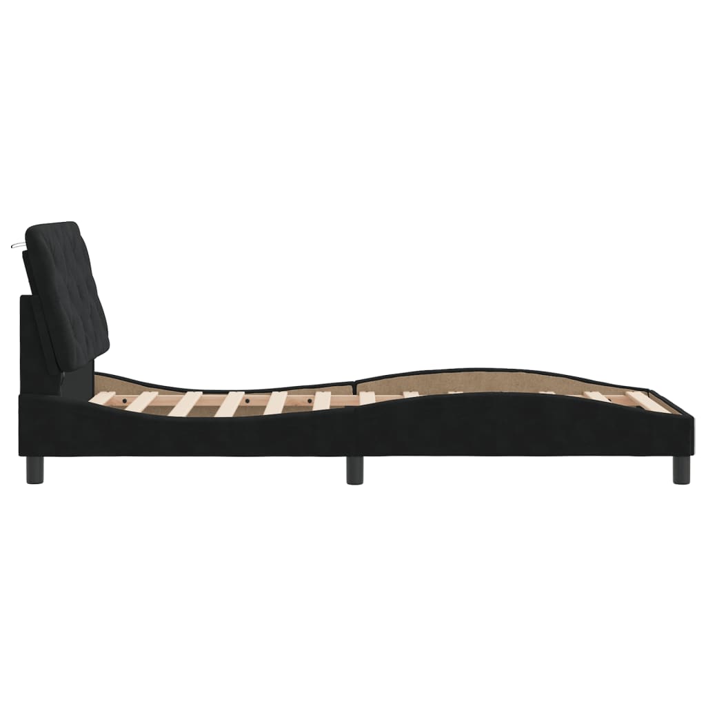 sengeramme med LED uden madras 90x190 cm velour sort