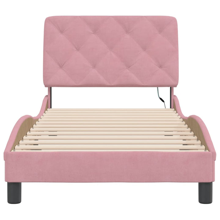 sengeramme med LED uden madras 90x190 cm velour pink