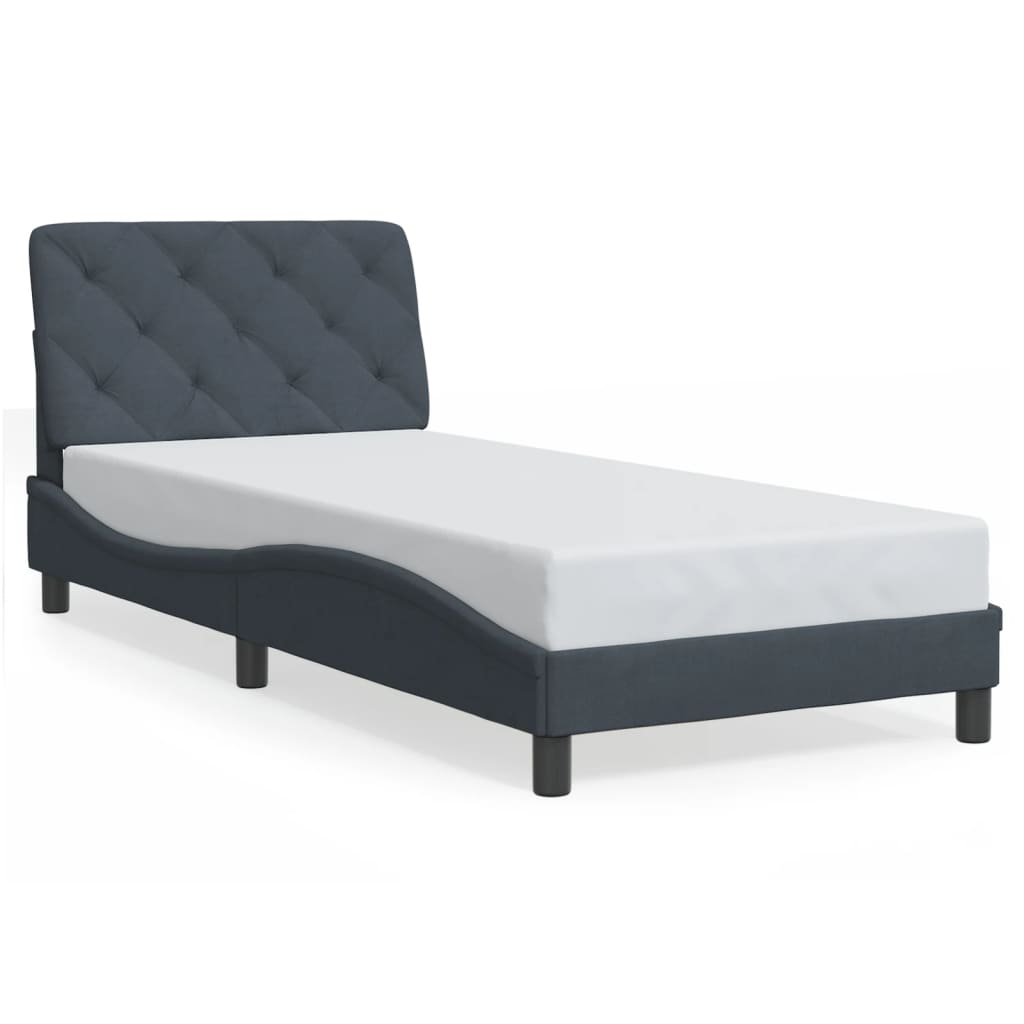 sengeramme med LED uden madras 90x200 cm velour mørkegrå