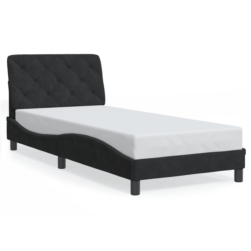 sengeramme med LED uden madras 90x200 cm velour sort