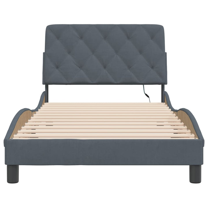 sengeramme med LED uden madras 100x200 cm velour mørkegrå