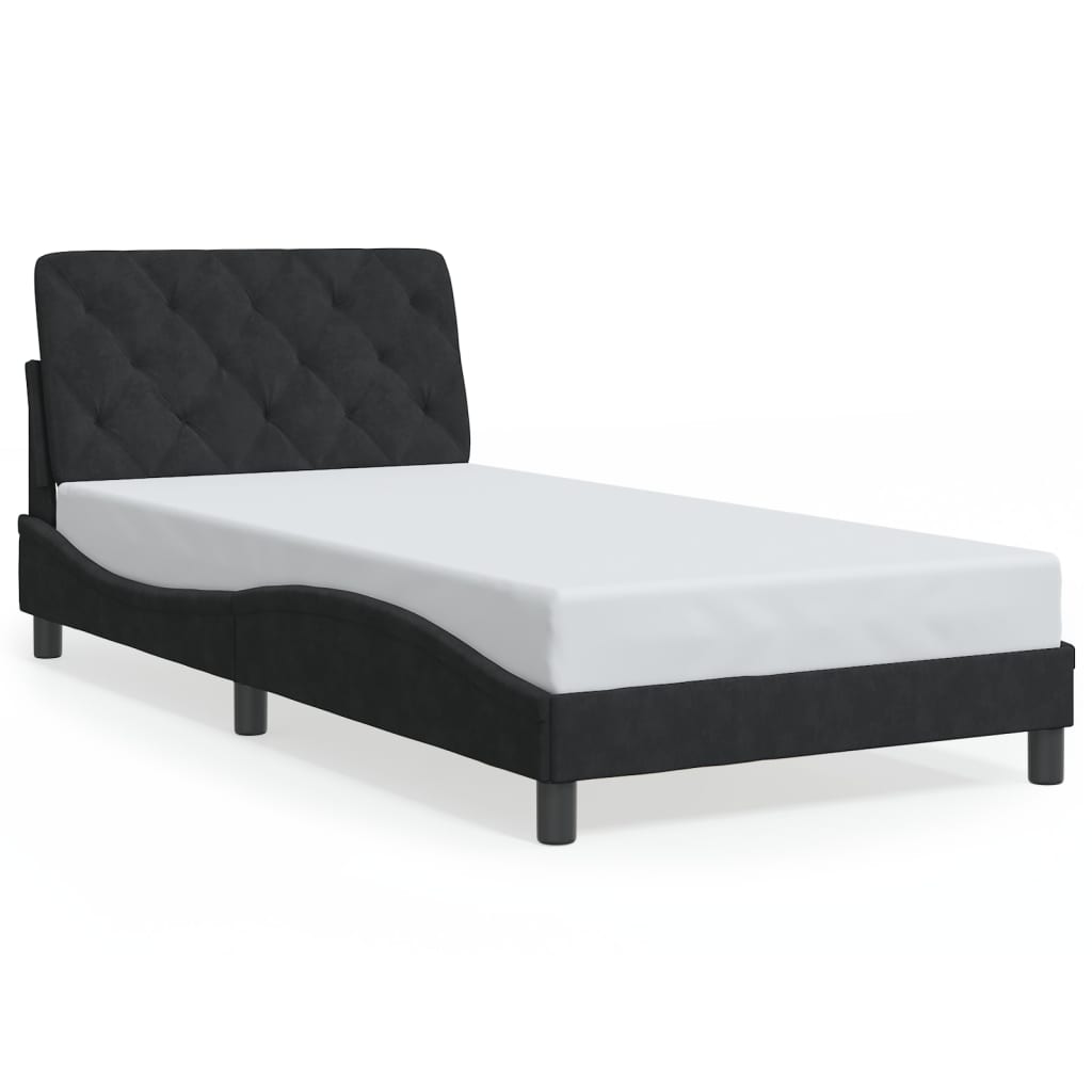 sengeramme med LED uden madras 100x200 cm velour sort