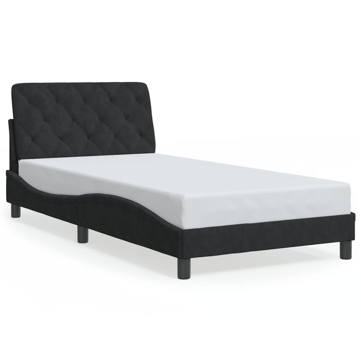 sengeramme med LED uden madras 100x200 cm velour sort