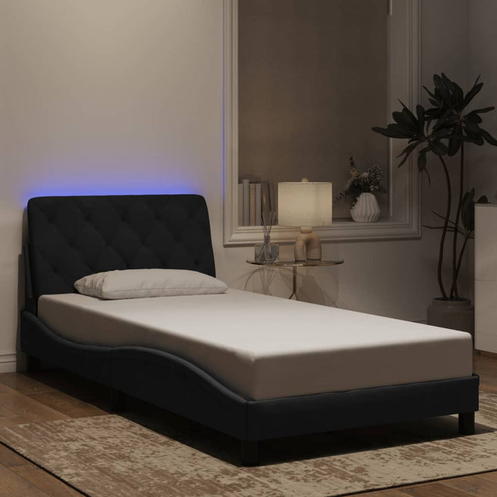 sengeramme med LED uden madras 100x200 cm velour sort