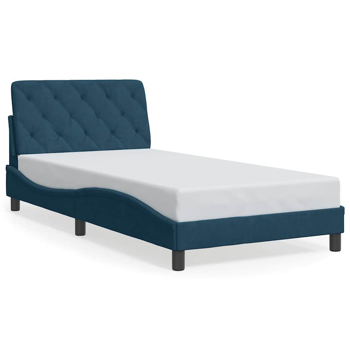 sengeramme med LED uden madras 100x200 cm velour blå