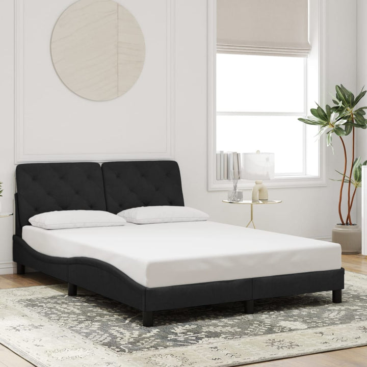 sengeramme med LED uden madras 120x200 cm velour sort