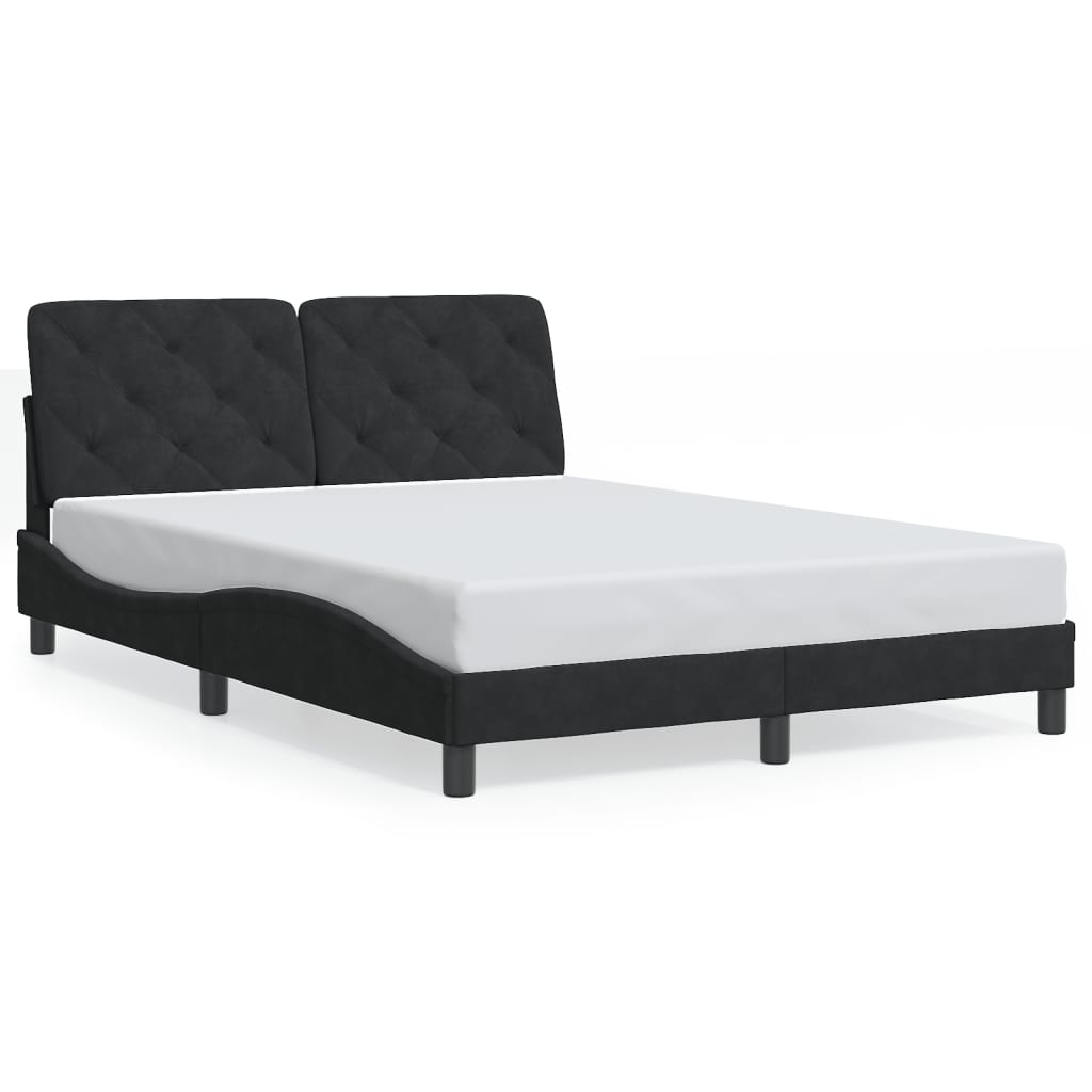 sengeramme med LED uden madras 120x200 cm velour sort