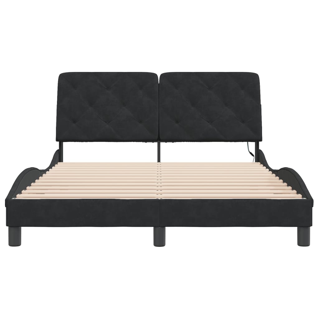 sengeramme med LED uden madras 120x200 cm velour sort