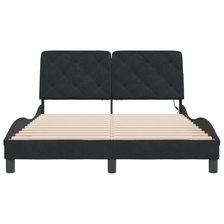 sengeramme med LED uden madras 120x200 cm velour sort