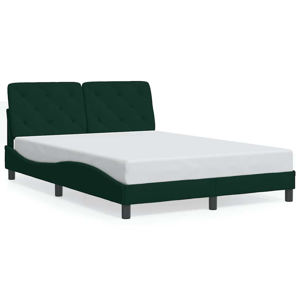 sengeramme med LED uden madras 120x200 cm velour mørkegrøn