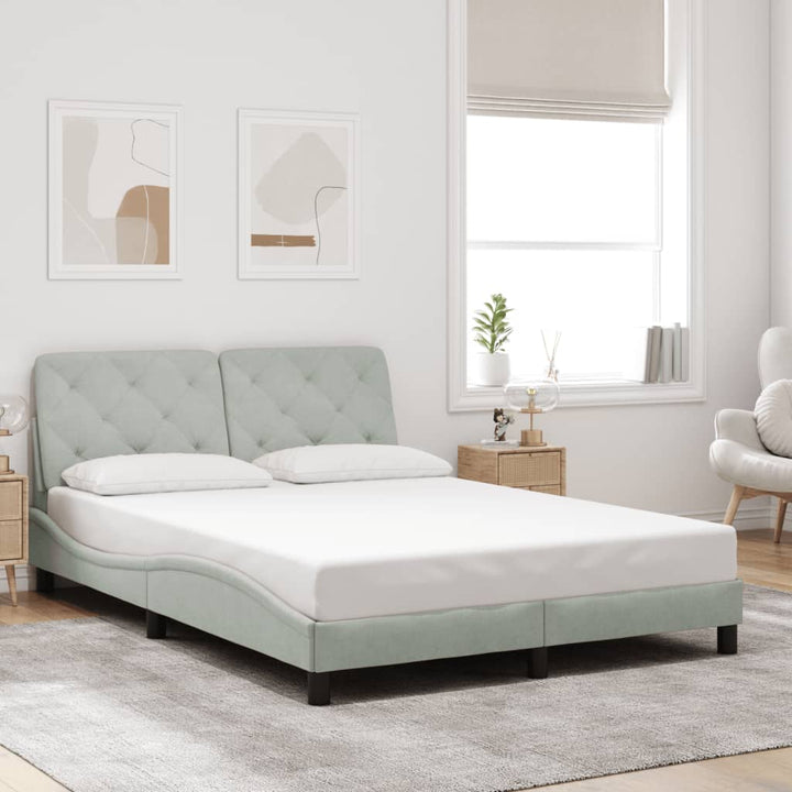 sengeramme med LED uden madras 140x190 cm velour lysegrå