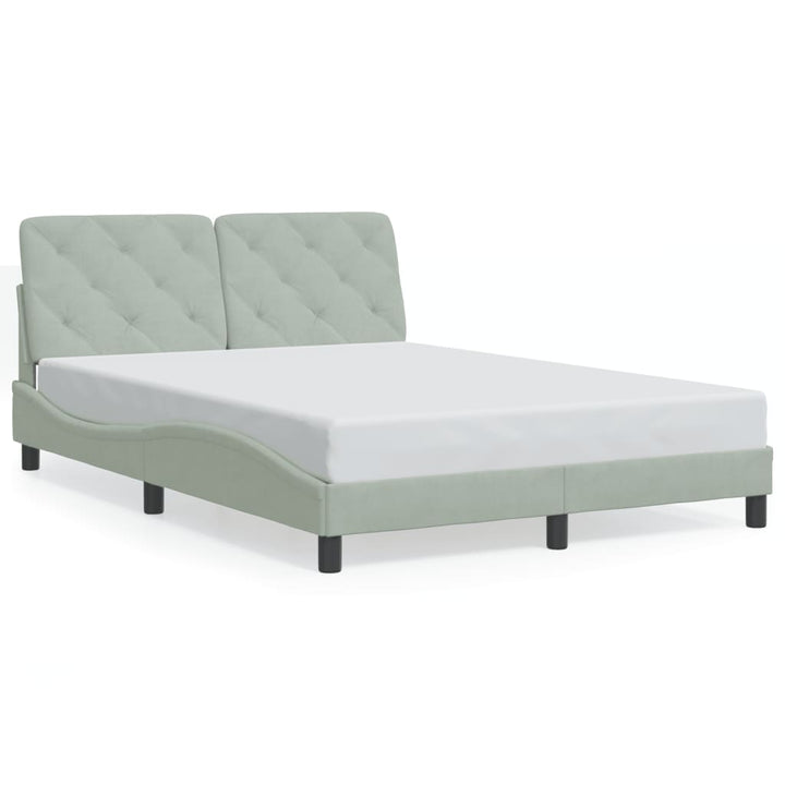 sengeramme med LED uden madras 140x190 cm velour lysegrå