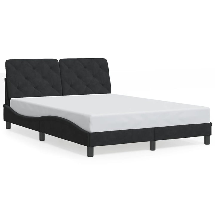 sengeramme med LED uden madras 140x190 cm velour sort