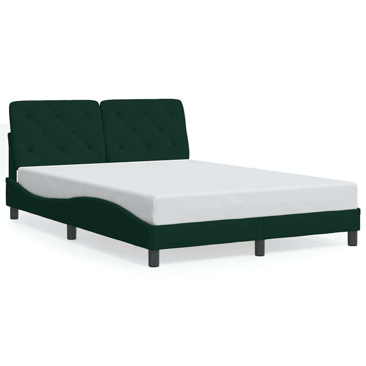 sengeramme med LED uden madras 140x190 cm velour mørkegrøn