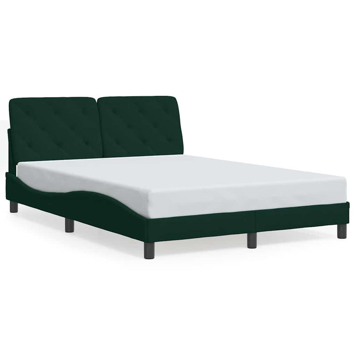 sengeramme med LED uden madras 140x200 cm velour mørkegrøn