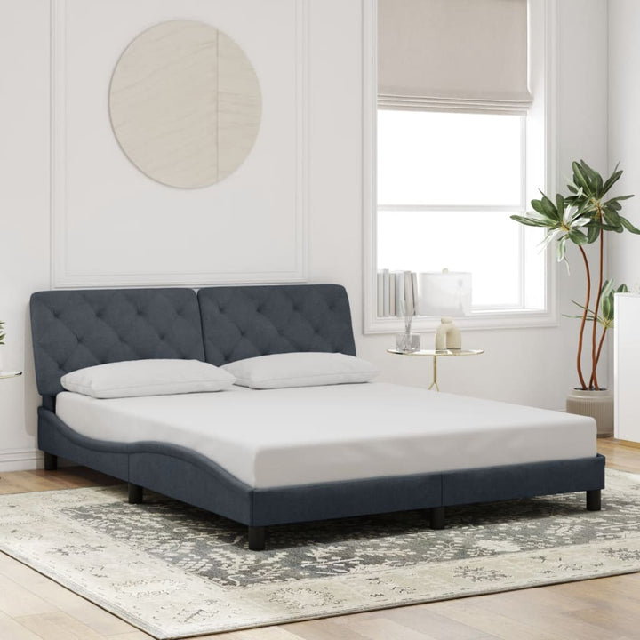 sengeramme med LED uden madras 160x200 cm velour mørkegrå