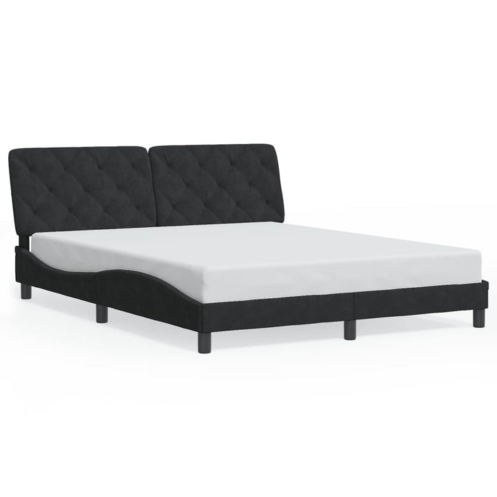 sengeramme med LED uden madras 160x200 cm velour sort