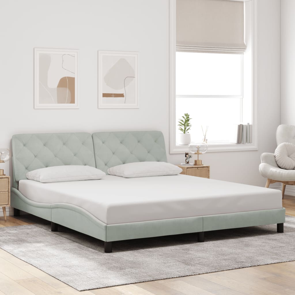 sengeramme med LED uden madras 180x200 cm velour lysegrå