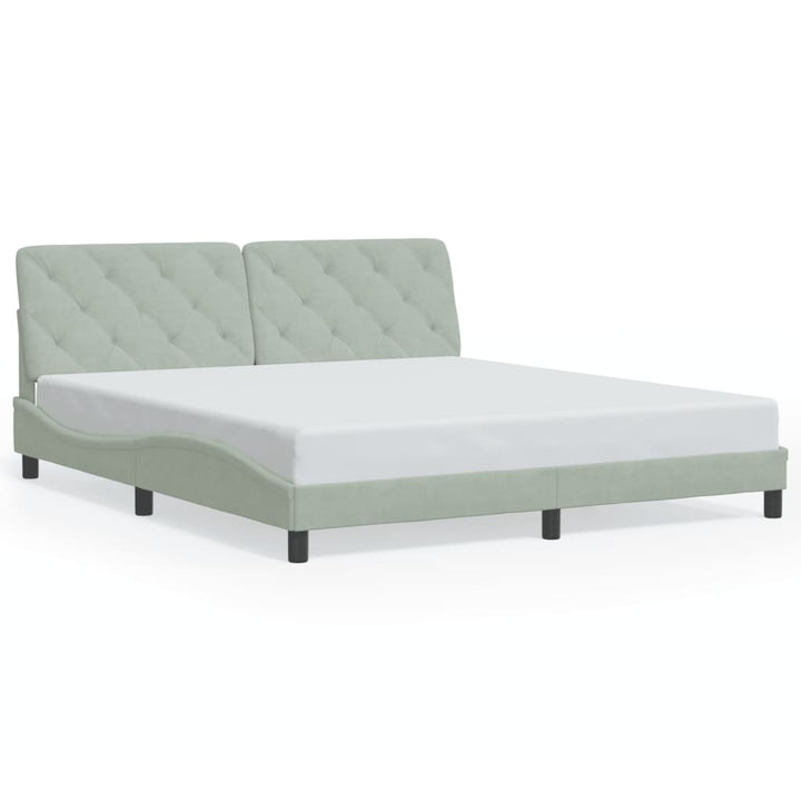 sengeramme med LED uden madras 180x200 cm velour lysegrå