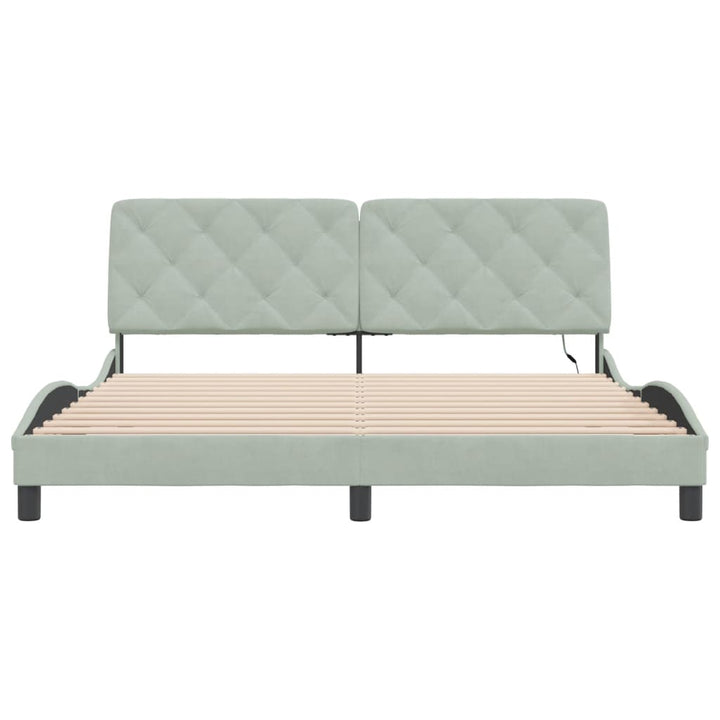 sengeramme med LED uden madras 180x200 cm velour lysegrå