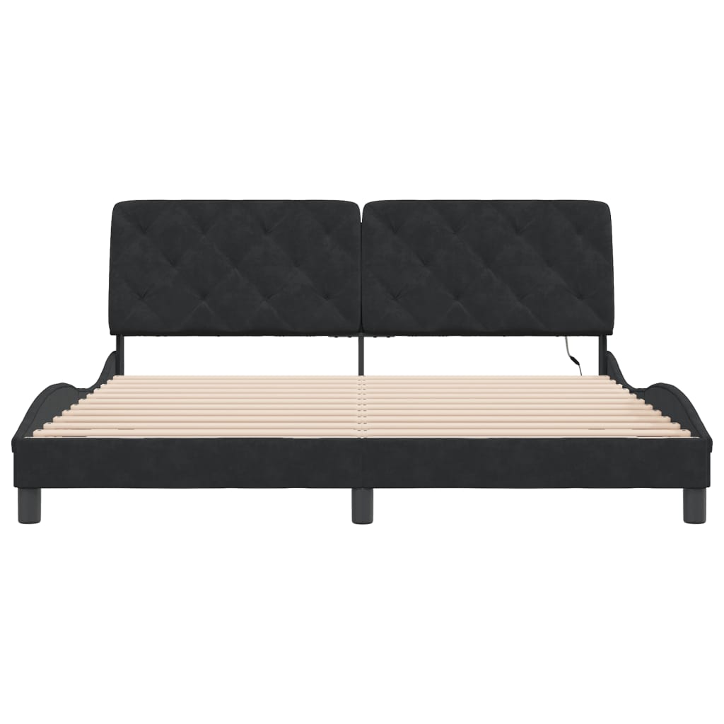 sengeramme med LED uden madras 180x200 cm velour sort