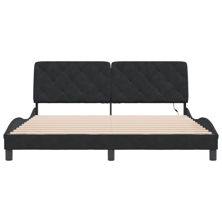 sengeramme med LED uden madras 180x200 cm velour sort