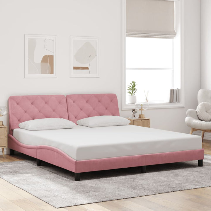 sengeramme med LED uden madras 180x200 cm velour pink
