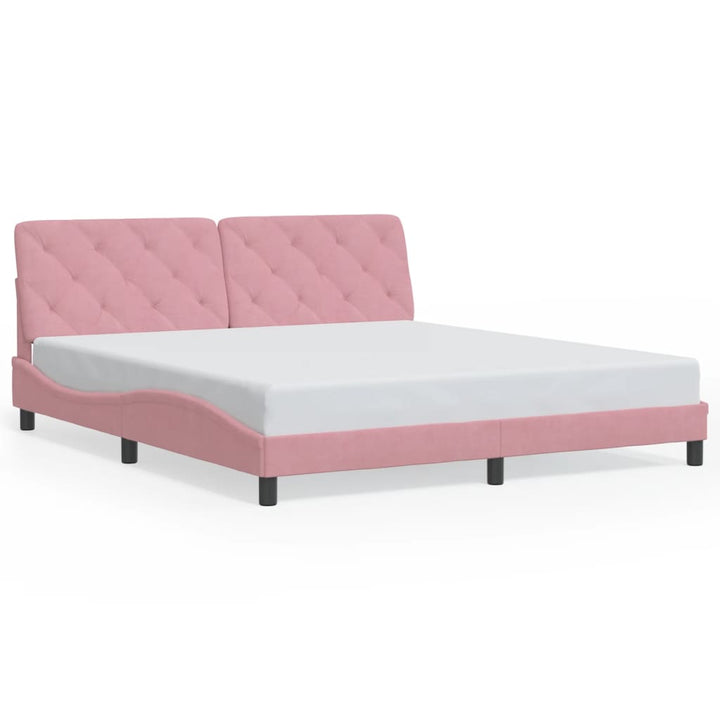 sengeramme med LED uden madras 180x200 cm velour pink